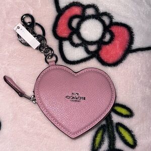 Coach pink tulip keychain coin pouch